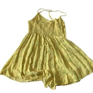 M Urban OutfittersYellow Floral Shorts Romper